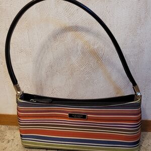 Kate Spade NY Leather and Canvas Multicolor Striped Women's Sachel Bag
